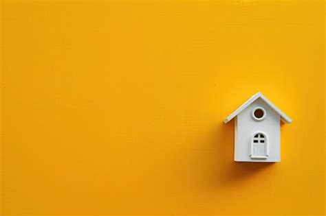 A small white house sits on a bright yellow background | Premium AI ...
