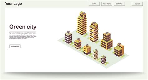 Modèle de page Web de ville verte avec illustration isométrique ...