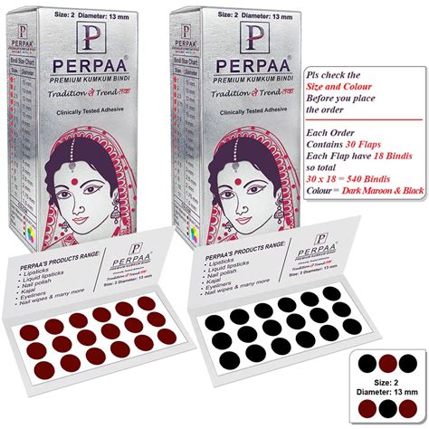 PERPAA® Kumkum Round Bindi Book for Ladies Forehead Combo of 2 Colors ...