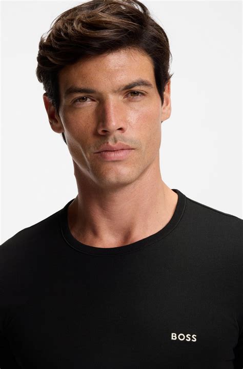 BOSS - Three-pack of cotton underwear T-shirts - Black / Blue