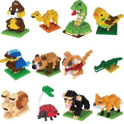 Buy 12 in 1 Mini Animals Building Blocks, Party Favors for Kids ...