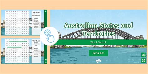 F-2 Australian States and Territories Interactive Word Search
