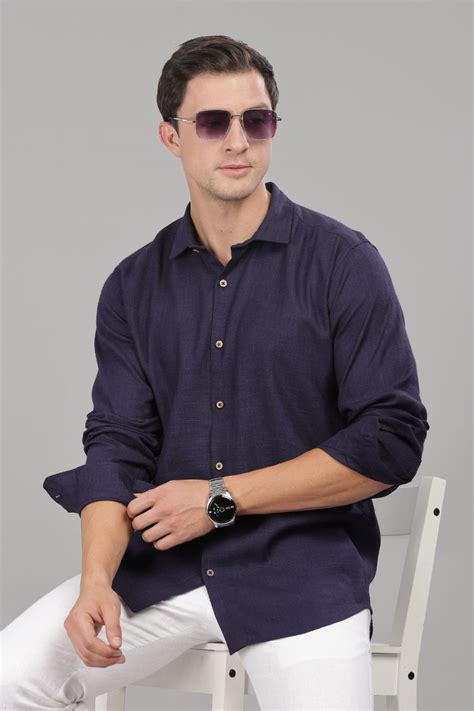 Navy Blue Milaan Linen Shirt – Woodpeckor