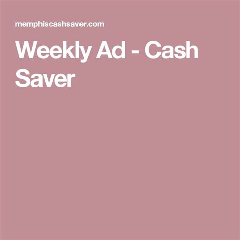 Cash Saver Weekly Sale