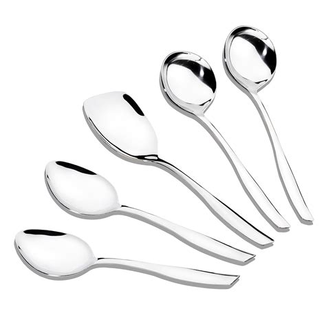 Buy AXIOM Serving Spoons Stainless Steel 5 Piece Heavy Gauge Non-Stick ...