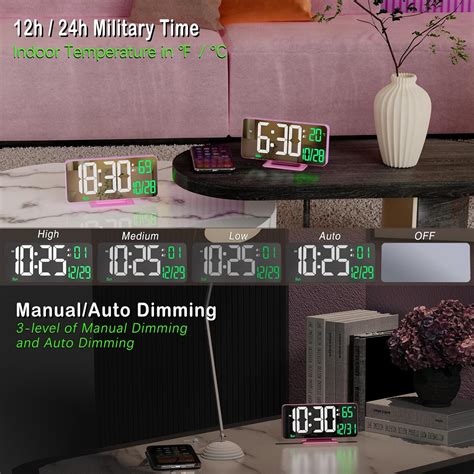 KOSUMOSU Pink Digital Clock 6.7in Desk Clock with India | Ubuy
