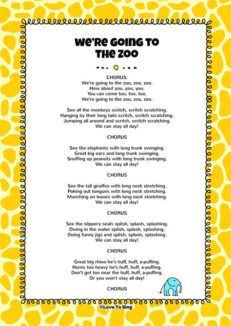 Kid's Song We're Going to the Zoo with Lyrics | Kids Song Lyrics | Zoo ...