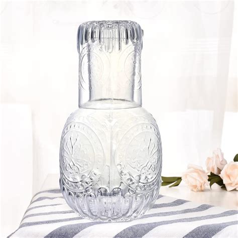 Vintage Bedside Water Carafe and Glass Set, LIUCONGBD Nightstand Water ...