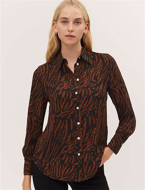 Buy Animal Print Collared Long Sleeve Shirt at Marks & Spencer