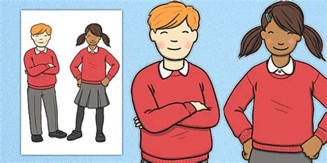 Children in Red Uniform Display Cut Outs