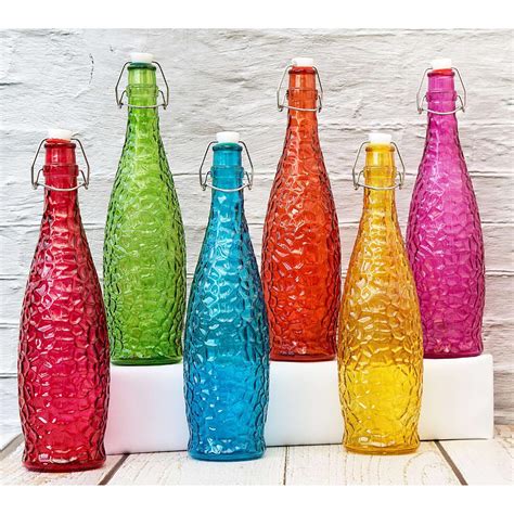 pb Papyrusbolsys Glass Water Bottles, 1Ltr, Set Of 6, Multicolor (Crack ...