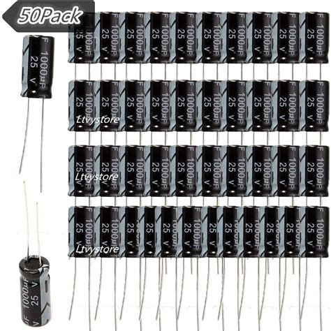 REES52 Electrolytic Capacitor, 1000UF 25V 10×17MM Aluminum Radial Leads ...