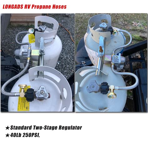 LONGADS 2 Packs 15 inch RV Propane Hoses with Gauge, Stainless Steel ...
