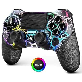 Buy AceGamer Light-up Wireless Controller for PS4,Black Crack Custom ...