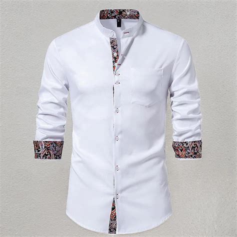 Men's Shirt Chinese Collar Shirt Mandarin Collar Shirt Summer Shirt ...