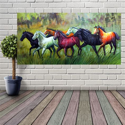 Wallpics® Lucky Seven Horses Running at Sunrise ll 7 Horse vastu Vinyl ...