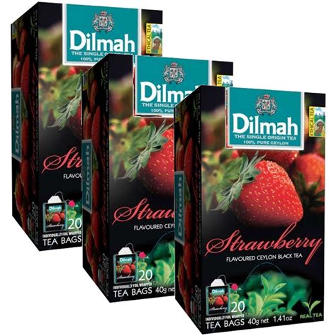 Dilmah Strawberry Flavored Ceylon Black Tea - 20 Tea India | Ubuy