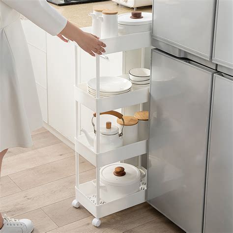 厨房卫生间夹缝收纳柜多层带轮可移动缝隙置物架食品收纳架神器_虎窝淘