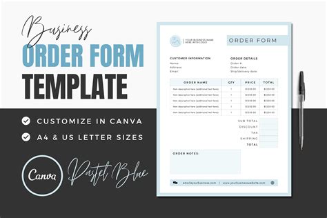 Order Forms Canva Custom Order Template Graphic by DesignsbyDarowan ...