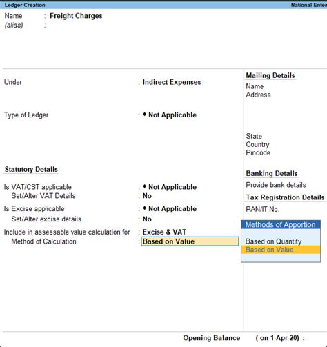 Creating Income or Expense Ledgers (Excise for Manufacturer)