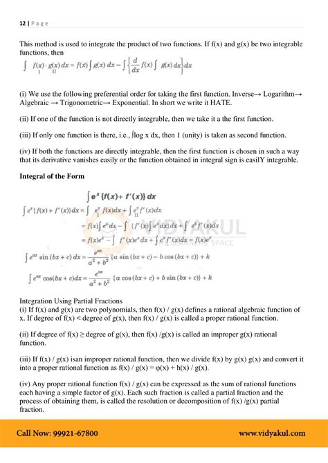 Image result for Formula Sheet Class 12 Math Integrals