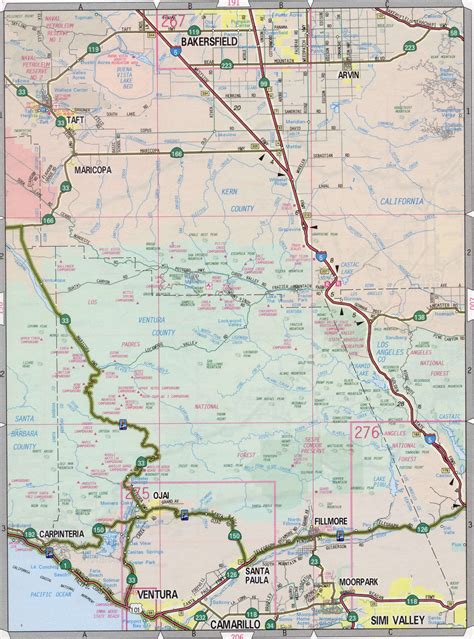 Map of Ventura county, California. Detailed map of Ventura CO with ...