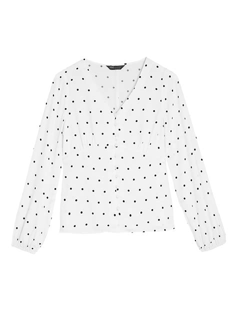 Buy Polka Dot V-Neck Long Sleeve Blouse at Marks & Spencer