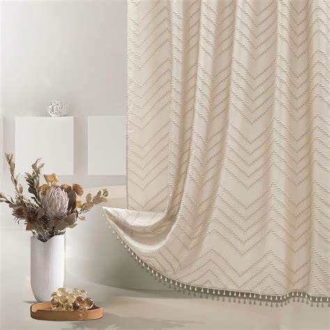 Amazon.com: Siiluminisoy Farmhouse Boho Shower Curtain, Woven Fabric ...