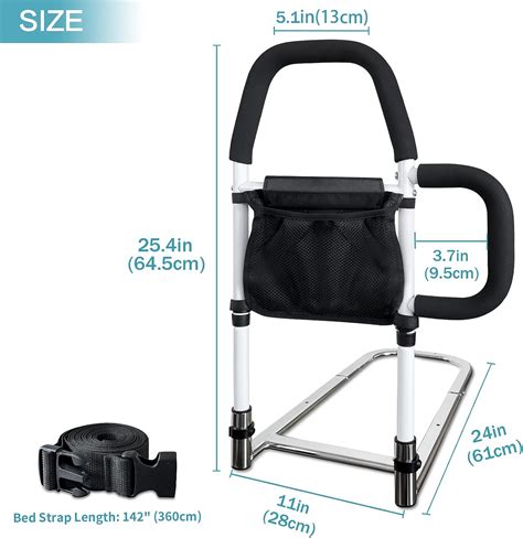 Buy Kaglro Bed Rail with Removable Reinforced Small Armrest & Storage ...