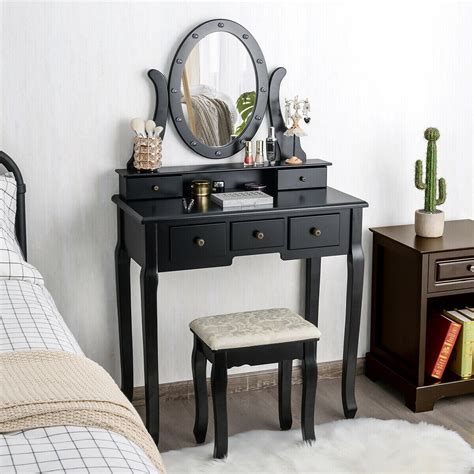 5 Drawers Vanity Table Stool Set with 12-LED Bulbs | Michaels