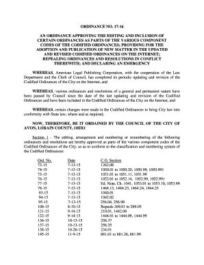 Fillable Online CODES OF THE CODIFIED ORDINANCES; PROVIDING FOR THE Fax ...