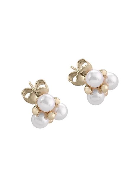 Shop Majorica Vega 18K Gold-Plated & Lab-Grown Pearls Stud Earrings ...
