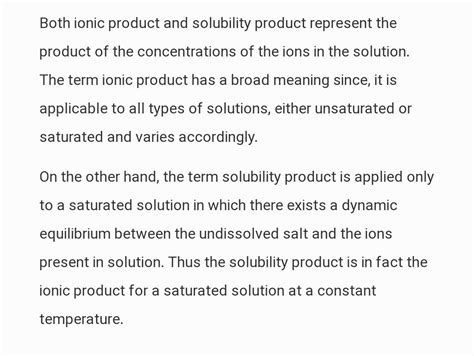 Difference between solubility product and ionic product