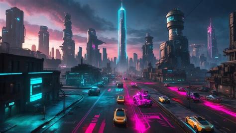Futuristic cyberpunk wallpaper for immersive designs | Premium AI ...