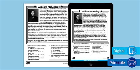 8th Gr. William McKinley Reading Passage Comprehension