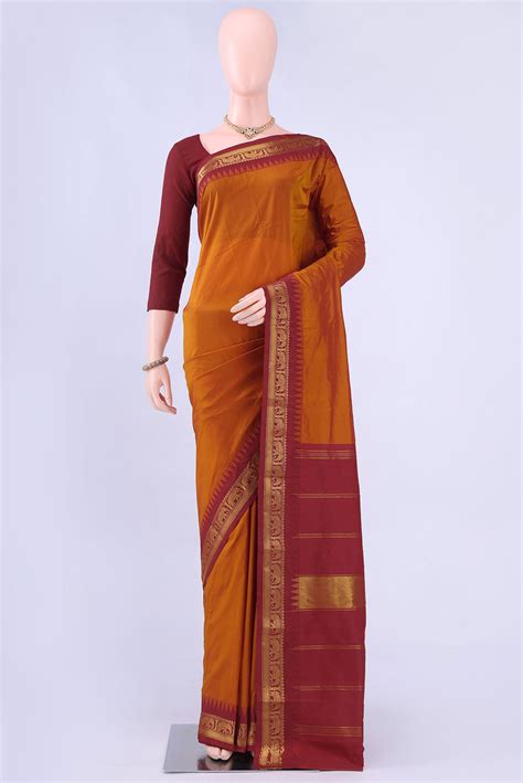 Brick Orange Bangalore Silk Saree – Nalli Silk Sarees Pvt Ltd