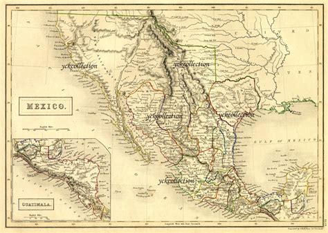 Mapa antiguo de México 1840 Ultra alta resolución 8 x 10 a 28 x 40 300 ...