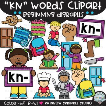 KN Words Beginning Digraphs Clipart by Rainbow Sprinkle Studio - Sasha ...