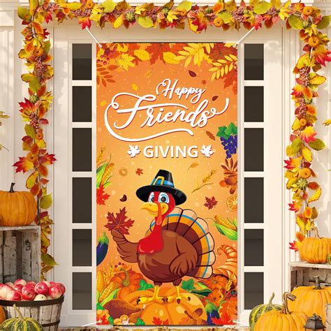 Amazon.com: Arosche Large Thanksgiving Door Cover Decorations 6x2.9 Ft ...