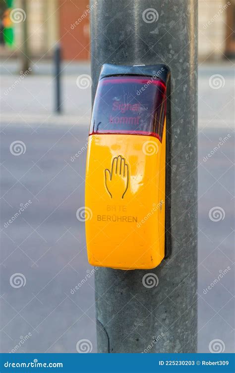 Button for Traffic Light for Pedestrians. Touch Button with Text Please ...