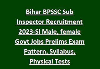 Bihar BPSSC Sub Inspector Recruitment 2023-SI Govt Jobs Prelims Exam ...