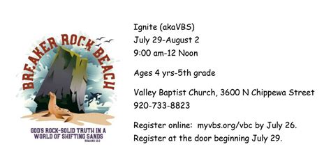 Ignite (formerly known as Vacation Bible School), 3600 N Chippewa St ...