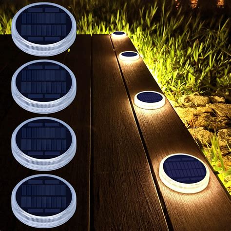 Lacasa 4 Pack Solar Deck Lights, Solar Powered Outdoor Step Lights ...