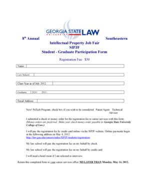 Fillable Online law gsu Student Participation Form - Georgia State ...