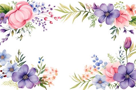 A water color flowers border template corner design | Premium AI ...