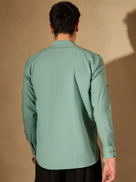DENNISON Men Mandarin Collar Roll-Up Sleeves Kurta – Dennison Fashion India
