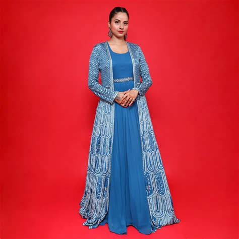 Indo western gown with jacket for womens – vastrachowk