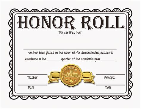 A Honor Roll Certificate Free Printable - Printable And Enjoyable Learning