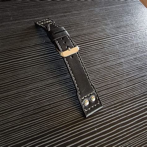 Black leather strap for IWC - Indianleathercraft