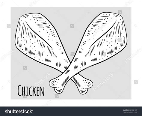 Chicken Leg Drawing Hand Drawn Graphic Stock Vector (Royalty Free ...